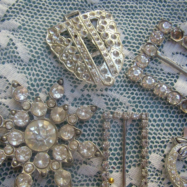 Vintage Rhinestone Sash Belt Buckle De-Stash Lot ....Brooches...Sash Belts....Belt Buckles...Re-Vintage...Assemblage Art...Re-Vintage