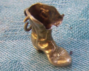 Vintage Sterling Cowboy Boot Charm...Gold Gilt Finish...3D Cowboy Charm/Pendant