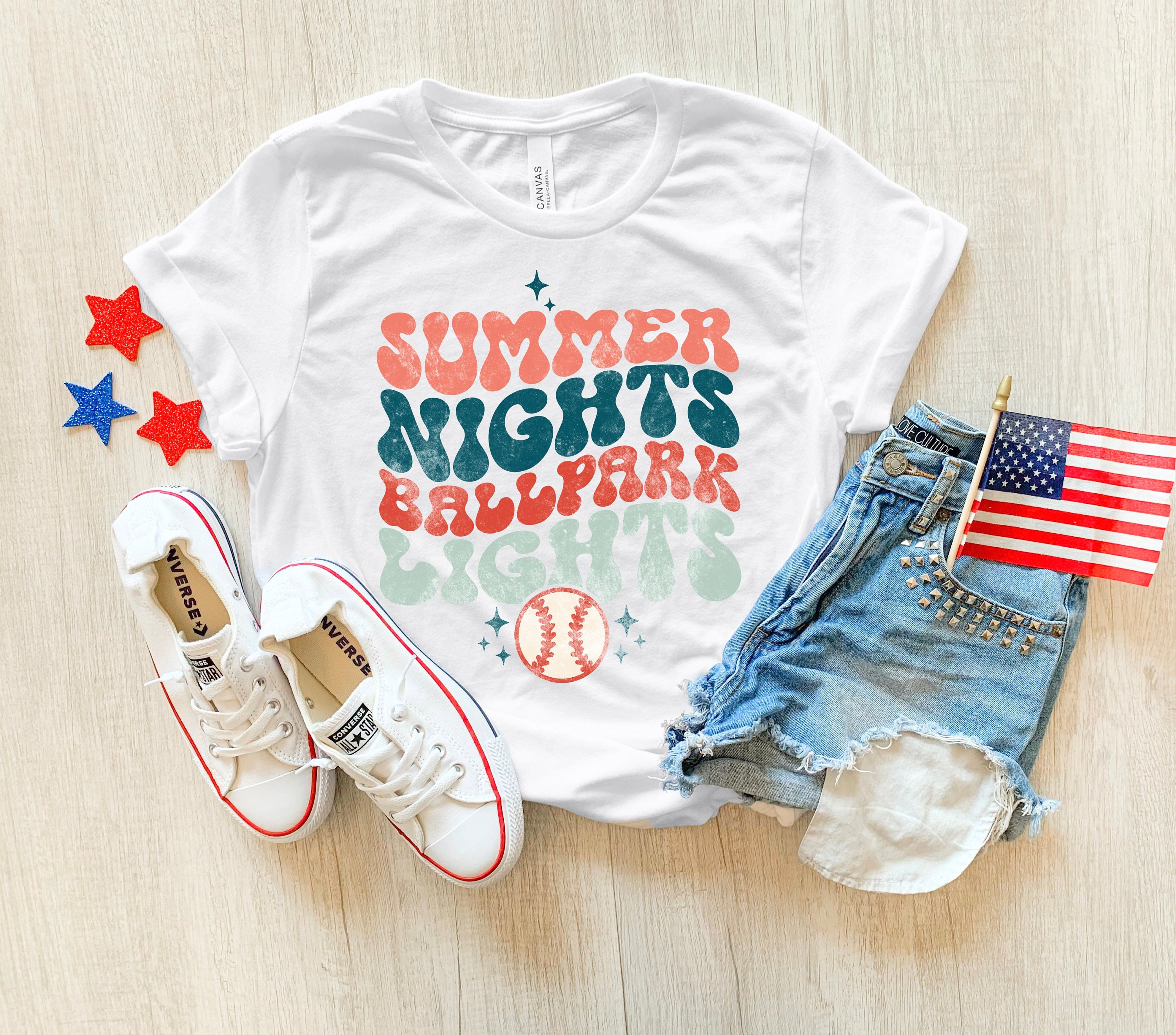 Discover Summer Nights Ballpark Lights Tee - Baseball T-Shirt