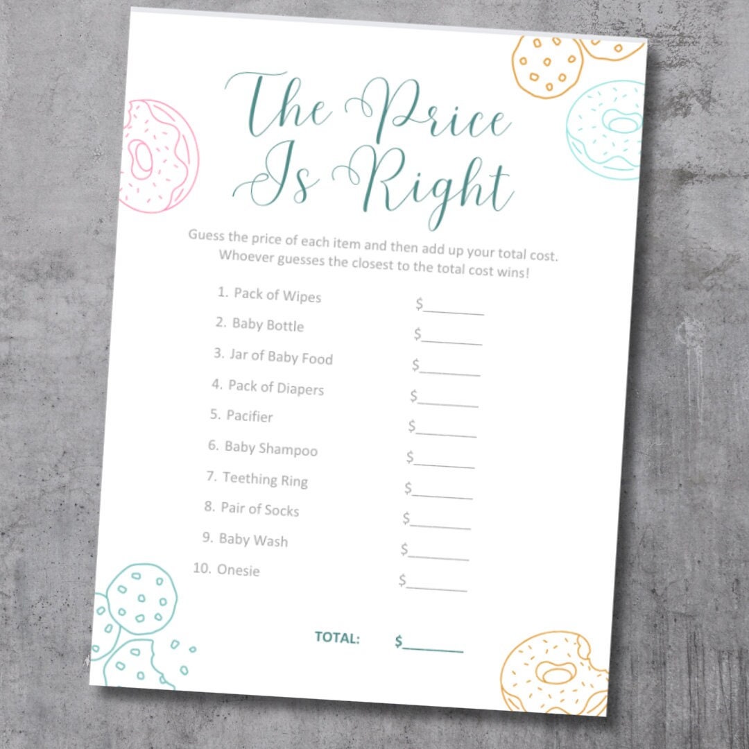 The Price is Right Game Template Minimalist Baby Shower Game - Etsy