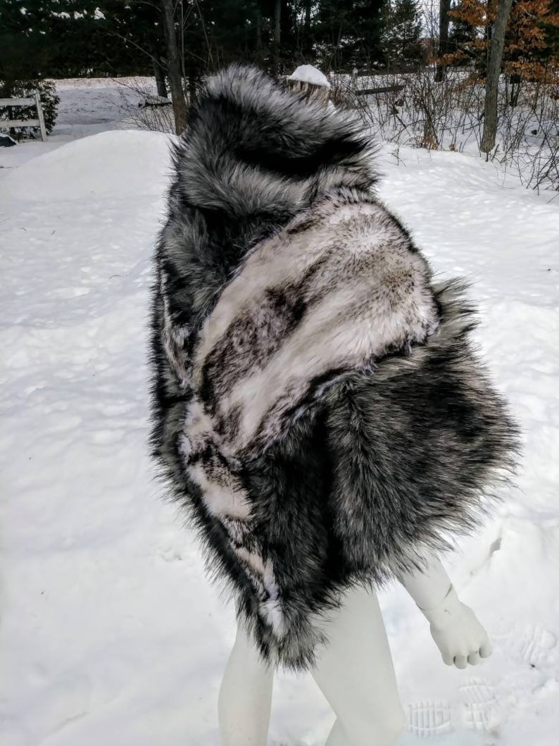 Wolf Fur Fur Coat Fur Shrug Faux Fur Winter Coat Capelet Etsy