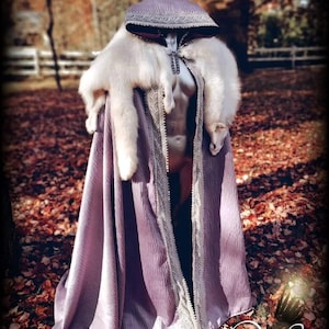 White Fur Coat Fox Pelt Tanned Pelt Fur Clothing Medieval Costume Viking Garb Cosplay Wedding Handfasting Cloak Shoulder Mantle
