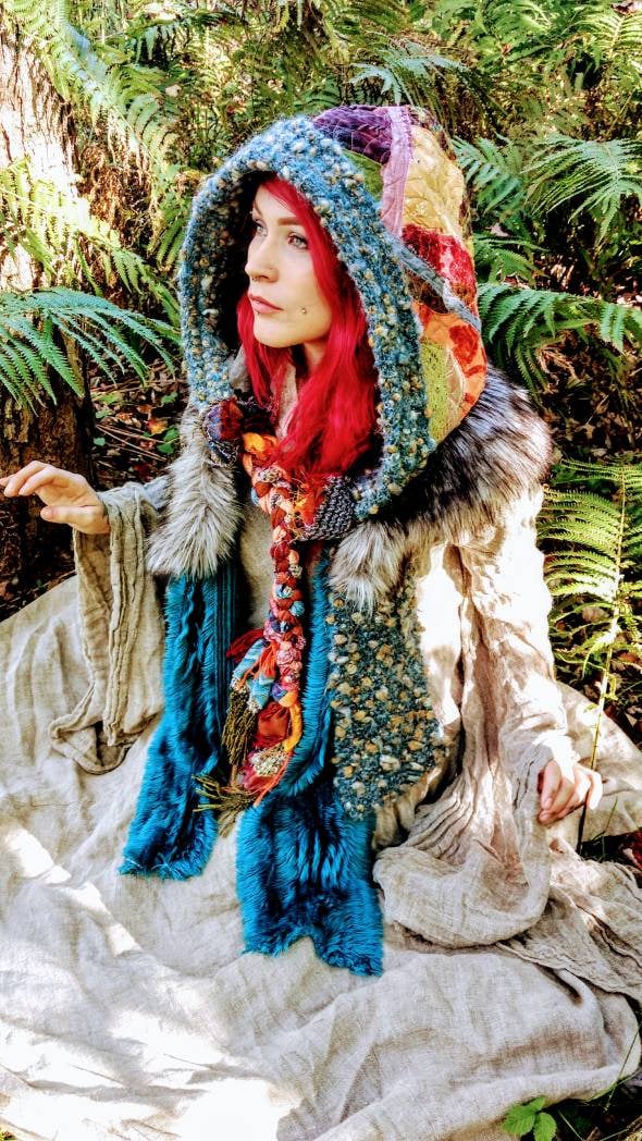 Scoodie Hood Shrug Fur Hippie Boho Bohemian Festival Etsy