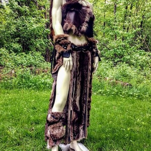 Primitive Costume, Shaman, Barbarian, Raccoon Fur, Fur Skirt, Fur Arm Cuffs, Leather, Fantasy, Tribal, Unisex, PrimalForged