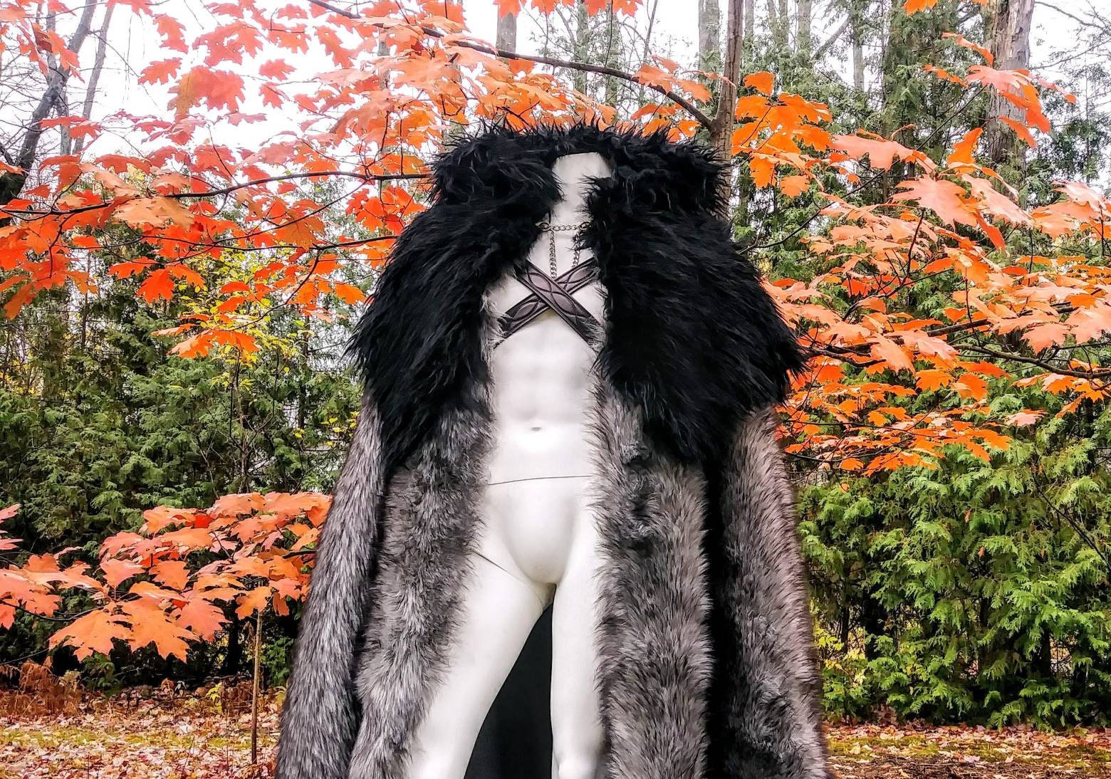 Viking Fur Cloak , Celtic Cloak Gothic Cloak-faux Fur , Fur Leggings , Fur  Coat , Fur Gaiters , Fur Arm Warmers 