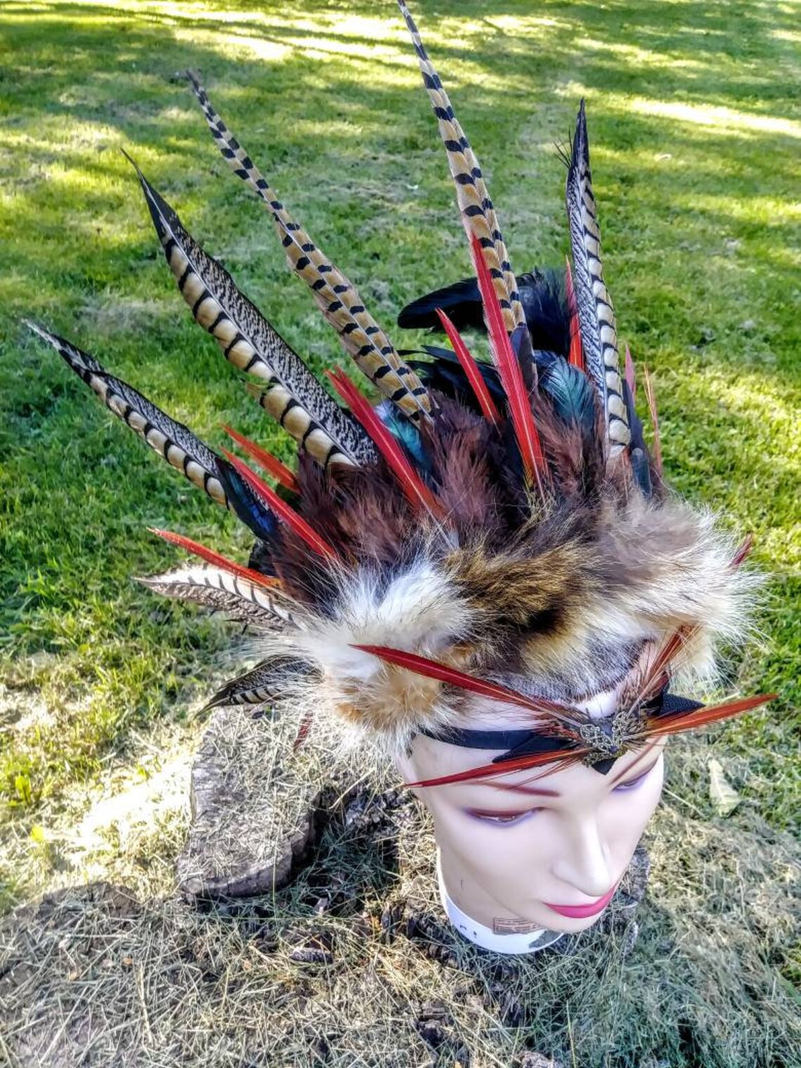 Feather Costume Headdress Burning Man Shaman Warrior Etsy UK