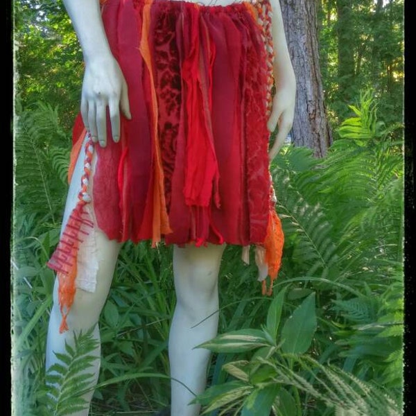 Festival Skirt, Bohemian, Loin Cloth, Gypsy Skirt, Primitive, Burning Man Costume, Unisex Skirt, Rag Skirt, Fairy Skirt, Tarzan Skirt