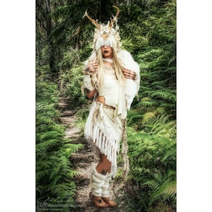 Viking dress Heilung Inspired Shamanic Asatru Costume shield maidens clothing women&#39;s leather costume