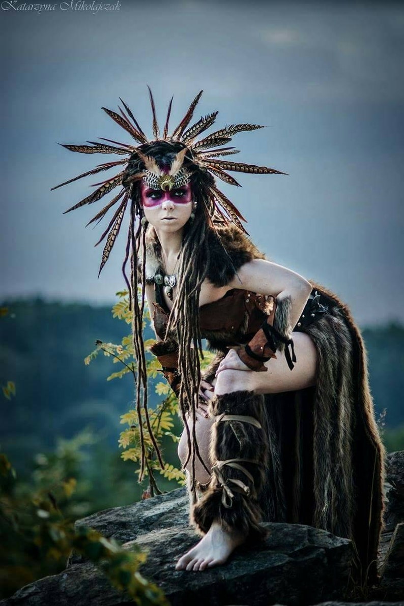 Leather Arm Cuffs Fur Arm Wraps Tribal Woodland Cosplay Etsy Canada