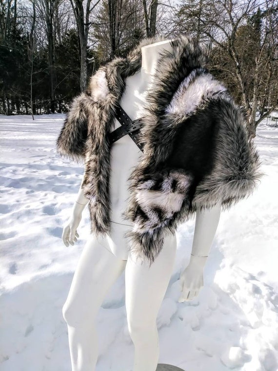 Faux Fur Viking Chest Plate Medival Pagan Warrior Fancy Dress Costume  Accessory