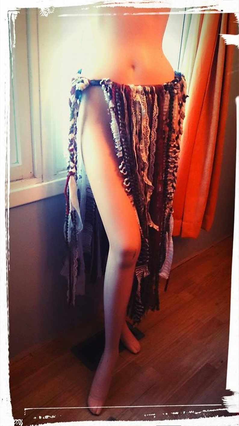Tattered Skirt Burning Man Gypsy Skirt Bohemian Unisex Rag Skirt Apocalyptic Loin Cloth Boho Festival Wear