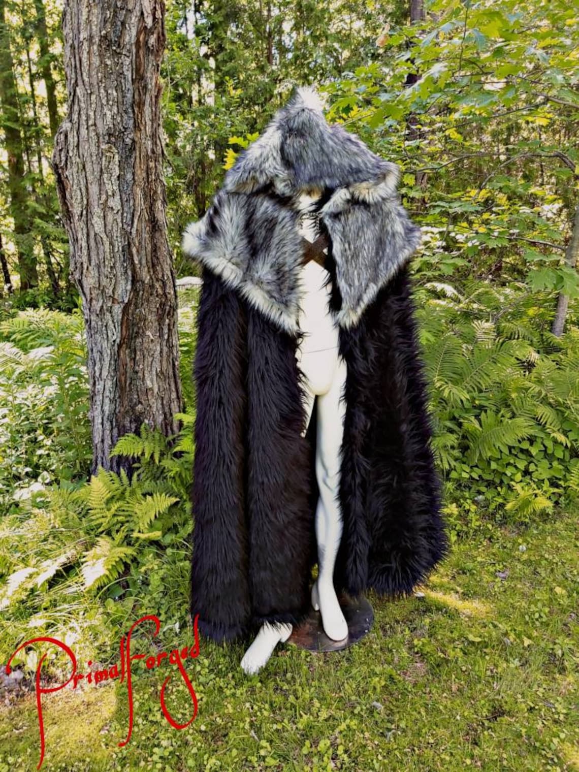 Black Wolf, Cloak, Fur Cloak, Faux Fur, Warm Coat, Custom Cloak, Black