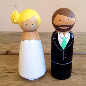 Personalized wedding cake topper peg dolls
