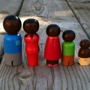African American Peg Doll Family: Eco-Friendly Wooden Toy