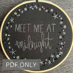 Digitial PDF Embroidery Pattern - Meet Me at Midnight - Hand Embroidery Pattern, PDF guide, Intermediate Embroidery Pattern, DIY Embroidery