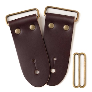 2" DIY Brown Leather Guitar Strap Kit | Antique Brass Hardware | Make Your Own Guitar Strap