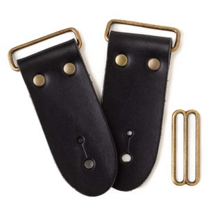 2&quot; DIY Black Leather Guitar Strap Kit | Antique Brass Hardware | Make Your Own Guitar Strap