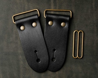 2" DIY Black Leather Guitar Strap Kit | Antique Brass Hardware | Make Your Own Guitar Strap