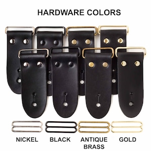5-Pairs of Black Leather 2&quot; Wide DIY Guitar Strap Kits |  Make Your Own Guitar Strap | 4 Hardware Colors