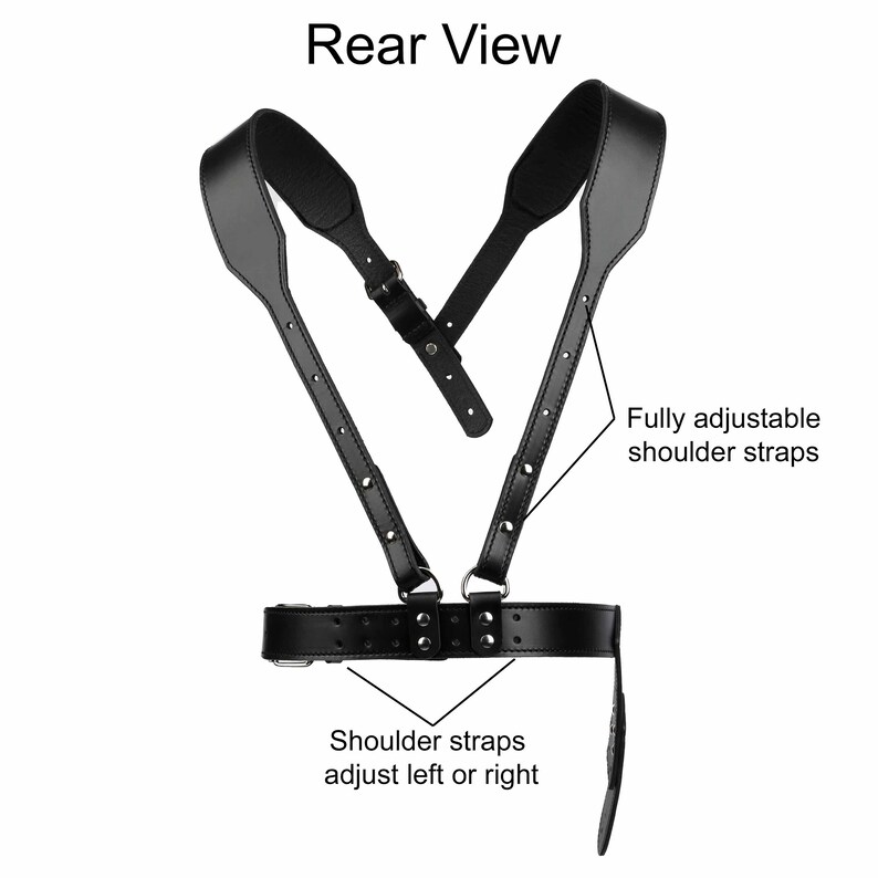 Black Leather Double Shoulder Guitar Strap Ergonomic Harness Etsy