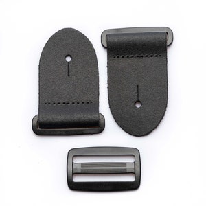 2&quot; DIY Guitar Strap Kit | Black Leather Ends | Black Acetal Hardware | Make Your Own Guitar Strap