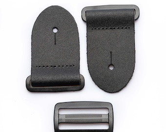 2" DIY Guitar Strap Kit | Black Leather Ends | Black Acetal Hardware | Make Your Own Guitar Strap