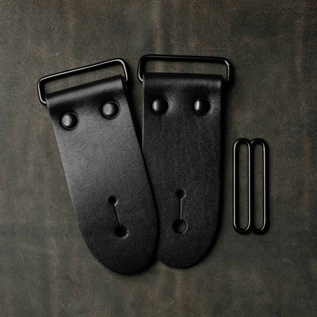 2 DIY Black Leather Guitar Strap Kit Black Hardware Make Your Own