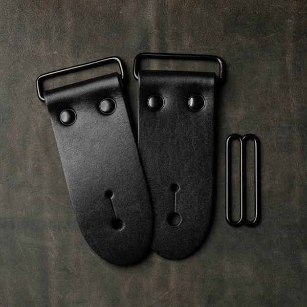 2" DIY Black Leather Guitar Strap Kit | Black Hardware | Make Your Own Guitar Strap