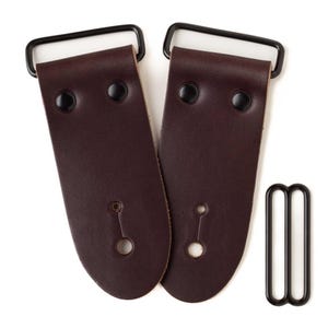 2&quot; DIY Brown Leather Guitar Strap Kit | Black Hardware | Make Your Own Guitar Strap