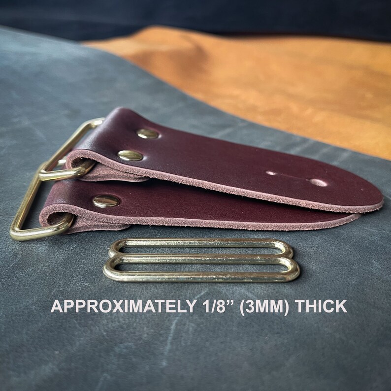 2 DIY Brown Leather Guitar Strap Kit Gold Hardware Make Your Own Guitar