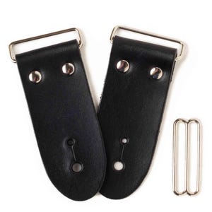 2&quot; DIY Black Leather Guitar Strap Kit | Nickel Hardware | Make Your Own Guitar Strap