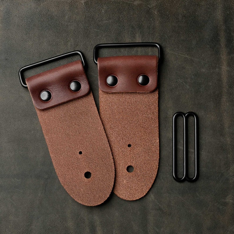 2 DIY Guitar Strap Kit Black Hardware Brown Leather Etsy