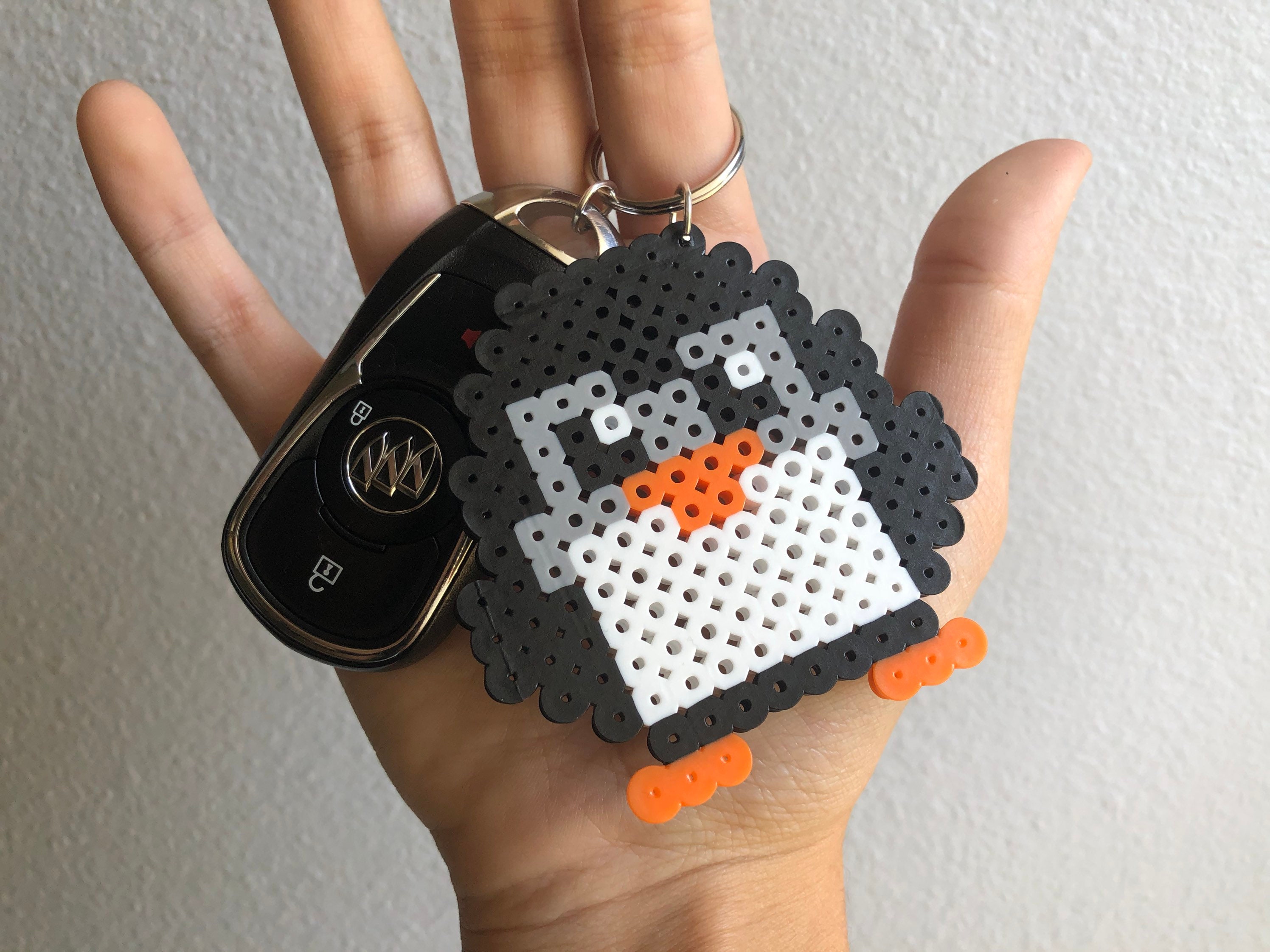 Perler Bead Penguin Keychain Etsy