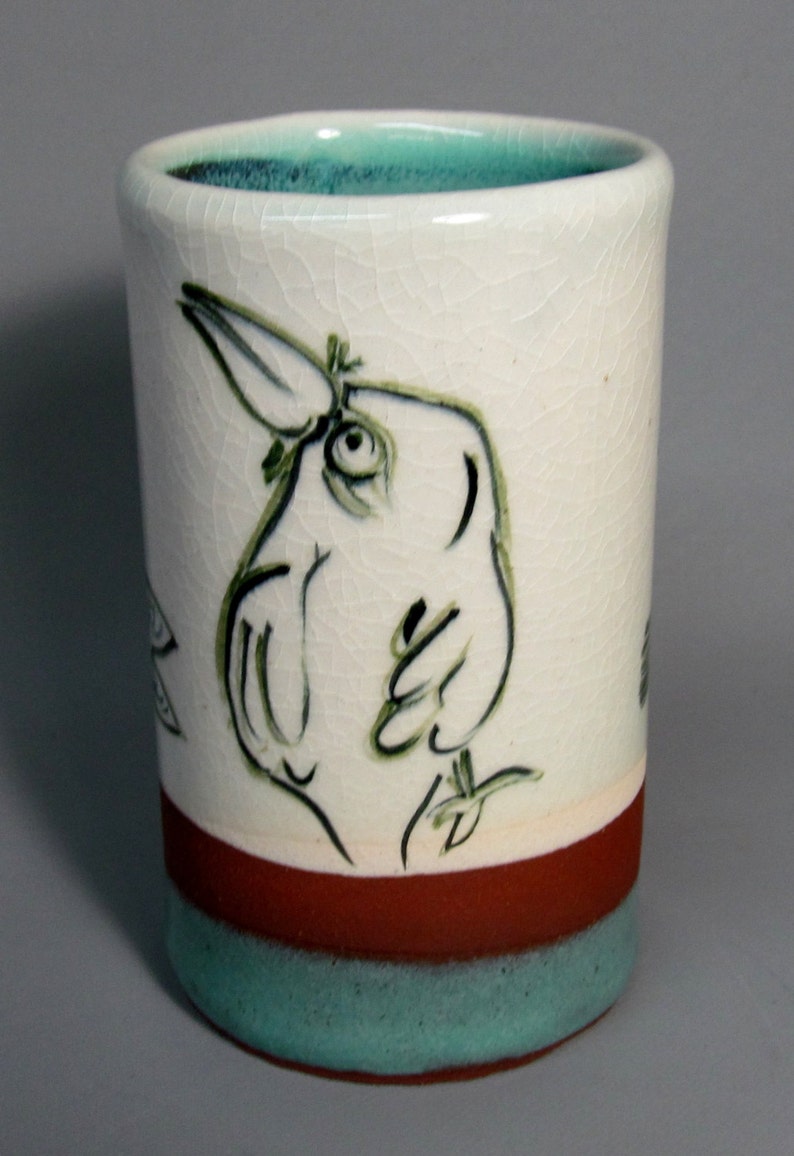 Bird Cup Hand Built Hand Painted Tumbler Etsy
