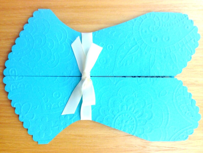 12 Corset Bridal Shower Invitation Teal Blue With white ribbon