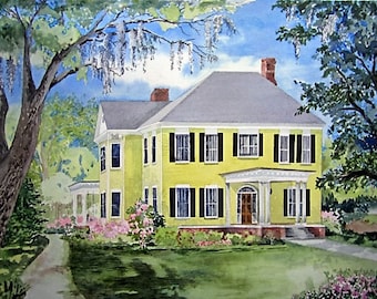 Watercolor House / Gift in Watercolor / Hand Painted from Your Photo / Original Art / One of a Kind / Not a Digitalized Print!