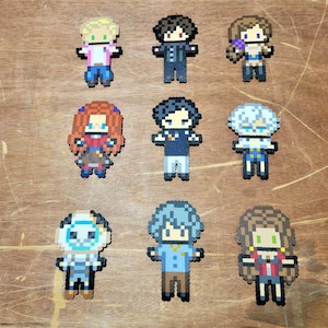 Zero Escape Zero Time Dilemma (ZTD) Inspired Perlers (Carlos, Junpei, Akane, Diana, Sigma, Phi, Q, Eric, Mira)