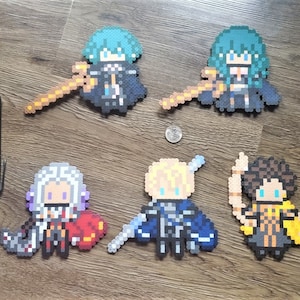 FE3H Avatar and Lords Inspired Perlers (Male Byleth, Female Byleth, Edelgard, Dimitri, Claude)