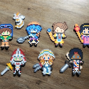 Lunar SS Inspired Perlers (Alex Noa, Dragonmaster, Nall, Luna Noa, Nash Rumack, Mia Ausa, Jessica De Alkirk, Kyle)