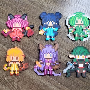TMM Mews and Aliens Inspired Perlers (Mew Ichigo, Mew Mint, Mew Lettuce, Mew Pudding, Mew Zakuro, Kish, Tart, Pai)