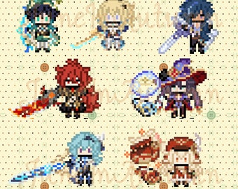 GI Mondstadt Partie 1 Perlers (Venti, Jean, Kaeya, Diluc, Mona, Eula, Klee, Fischl, Bennett, Albedo, Lisa, Barbara, Diona, Razor)
