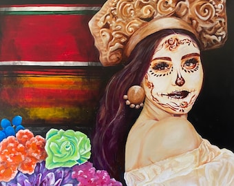 Dia de los Muertos Original Art Painting Day of the Dead Sugar Skull  "November 21"