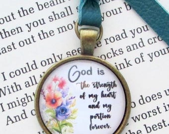 Bible Bookmark Christian Psalm 73:26 Book Lover Readers Gift Genuine Leather Religious Bookmark Mother Secret Sister Faith Gift BKM