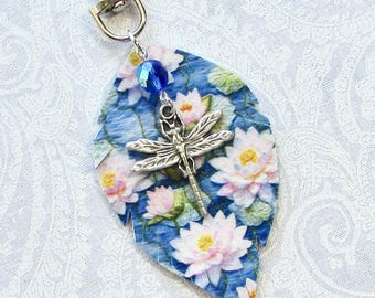 Louts Purse Charm Silver Dragonfly Leather Feather Leaf Bag Charm Purse Jewelry Tassel Flair Dangle FAL