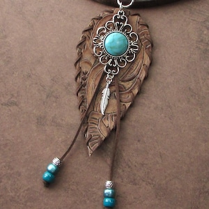 Leather Feather Purse Charm Leather Rustic Fringe Bag Charm Fringe Turquoise Western Southwest Purse Tassel Jewelry Bag Flair Dangle STF