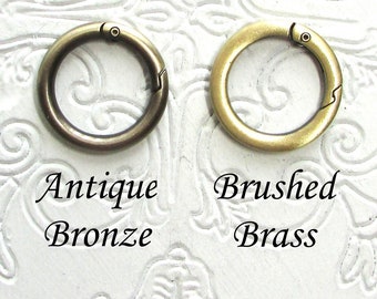 ONE - O-Ring Spring Style Purse Ring Accessory Keychain Lever O Ring Antique Bronze or Brushed Brass