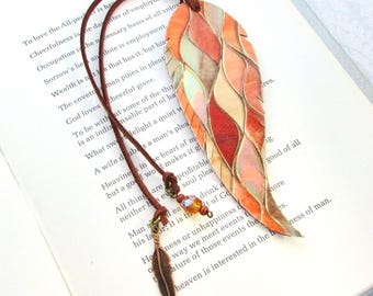 Bookmark Book Lover Readers Leather Feather Bookmark Copper Ocean Waves Mother Secret Sister Gift BKM FAL