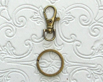 Bronze Split Ring or Clasp - 1" - 1 1/2" Purse Accessory Keychain Lobster Clasp