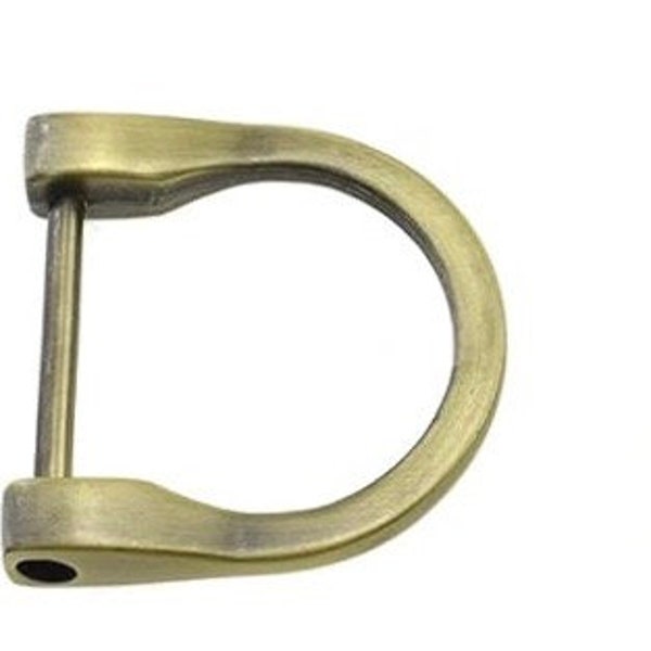 ONE - D Ring Shackle With Screw - 1" - Purse Accessory Horseshoe Keychain Antique Brushed Brass