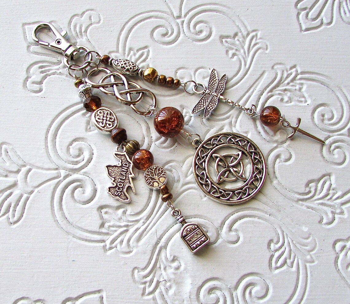 Outlander Purse Tassel Boho Keychain Scottish Beaded Celtic Etsy